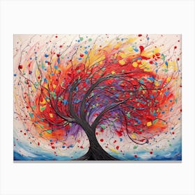 Crimson Crescendo Abstract Expressionist Red Tree Dripping In The Wind Canvas Print
