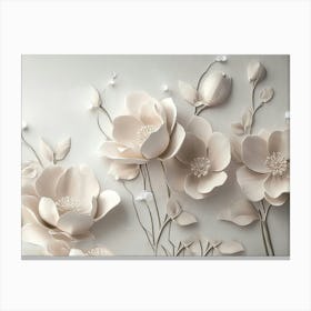 White Flowers On A White Wall Canvas Print