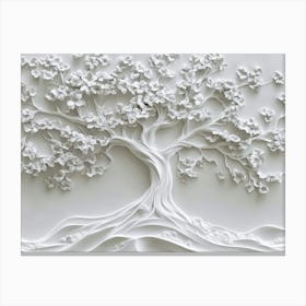 3d Relief White Tree 4 Canvas Print