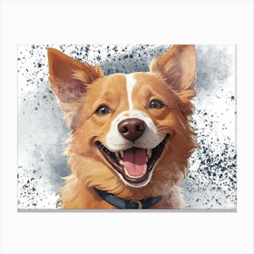 Portrait Of A Dog Smiling Corgi Canvas Print