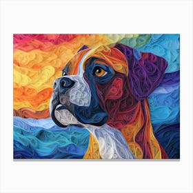 Boxer Paper Quill Dog Portrait II Canvas Print