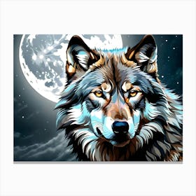 Wolf In The Moonlight Canvas Print