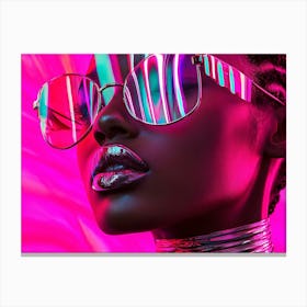 Afro-American Woman In Glasses Canvas Print