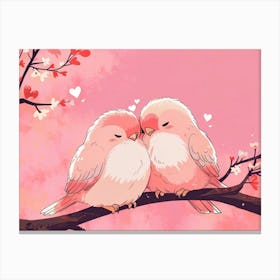 Two Birds On A Branch 2 Canvas Print