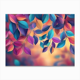 Elegant Colorful with Vibrant Leaves Hanging Branches 2 Canvas Print