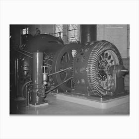 Water Turbine And Electric Generator At Municipal Power Plant, Logan, Utah By Russell Lee Canvas Print