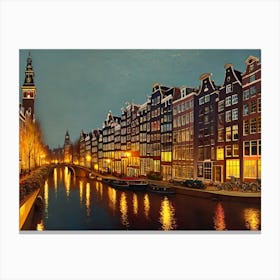 Amsterdam At Night 10 Canvas Print