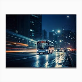 City Bus At Night 1 Canvas Print