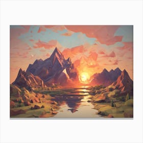 Low Poly Landscape Canvas Print