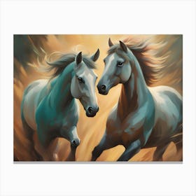 Two Horses In Flight 2 Canvas Print