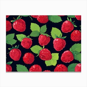 Seamless Pattern Of Raspberries Canvas Print