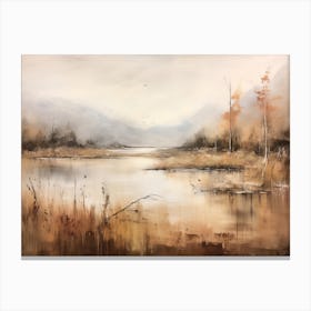 A Painting Of A Lake In Autumn 28 Canvas Print
