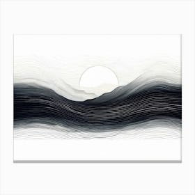 Black And White Waves, Produce A Monochromatic Abstract Artwork Overlapping Squares And Rectangles Canvas Print