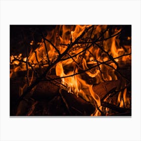 Close Up Of A Fire With Twigs Canvas Print