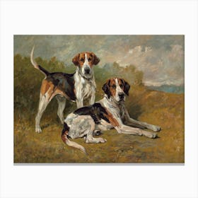 Vintage Two Foxhounds Canvas Print