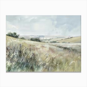 'Field Of Grass' Muted English Contemporary Landscape Scene Canvas Print