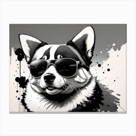 Corgi Dog With Sunglasses 2 Canvas Print