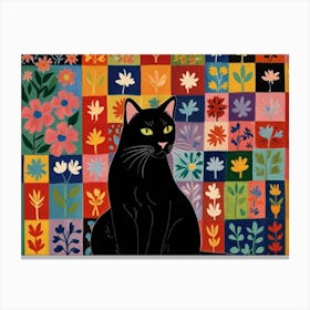 Black Cat On A Colorful Background Canvas Print