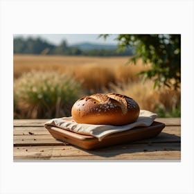 Bread On A Wooden Table Canvas Print