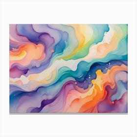 Abstract Image Of Swirling, Flowing Colors In Shades Of Purple, Blue, Yellow, And Orange, Resembling A Cosmic Nebula Or A Galaxy Canvas Print