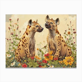 Floral Animal Illustration Hyena 1 Canvas Print