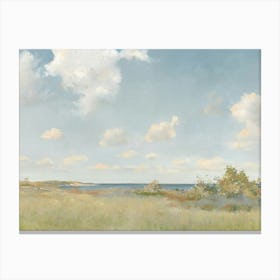 Vintage Painting Clouds And Grass Canvas Print