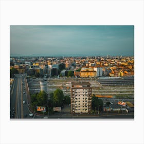 Europe City Poster. Milan, Italy. Aerial Photography Canvas Print