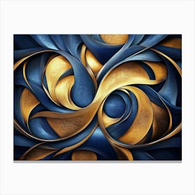 Golden And Dark Blue 3d Modern 4 Canvas Print