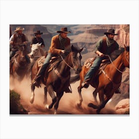 Cowboys in Grand Canyon 1 Canvas Print