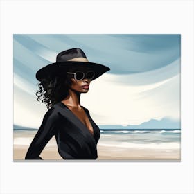 Illustration of an African American woman at the beach 39 Canvas Print