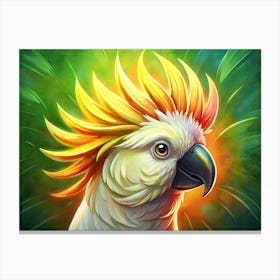 Close Up Portrait Of A Yellow Crested Cockatoo 1 Canvas Print