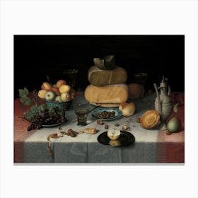 Still Life With Cheese, Floris Claesz Van Dijck Canvas Print