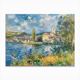 Summery Serenity By The Lake Painting Inspired By Paul Cezanne Canvas Print