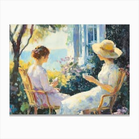 Two Women Sitting In Chairs Canvas Print