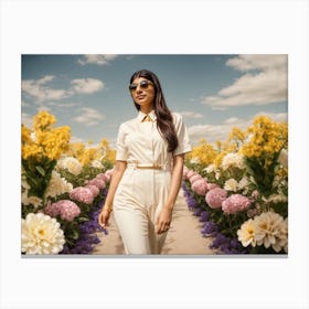 woman in Flower Field Canvas Print