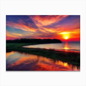 Sunset Over The Water 5 Canvas Print