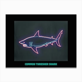 Neon Blue Common Thresher Shark 2 Poster Canvas Print