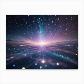 A Futuristic And Abstract Image Of A Starry Night Sky With A Bright Light In The Center, Surrounded By Swirling Galaxies And Glowing Particles Canvas Print