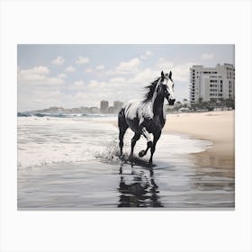 A Horse Oil Painting In Bondi Beach, Australia, Landscape 1 Canvas Print
