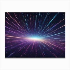 A Colorful, Abstract Image Of Light Streaks Radiating Outward From A Central Point, Resembling A Starburst Or A Cosmic Event Canvas Print