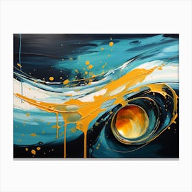 Cropped Cicelevb 01405 Water Drop Painting And Abstract Blue Waterfall Canvas Print