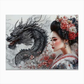 Chinese Woman And Dragon 1 Lienzo