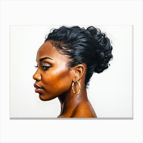 Side Profile Of Beautiful Woman Oil Painting 183 Canvas Print