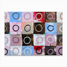 abstract contemporary art painting squares circles dots pattern office hallway hotel living room Canvas Print