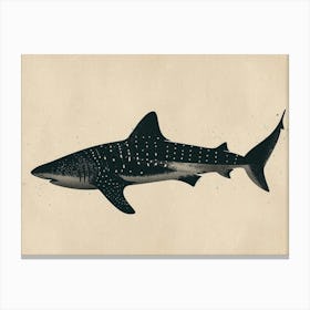 Whale Shark Grey Silhouette 6 Canvas Print