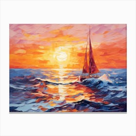 Sailboat At Sunset 5 Canvas Print