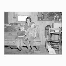 Mrs Oscar Gaither And Two Of Her Five Children In Their Farmhouse Near Mcleansboro, Illinois Gaither Is A Ten Canvas Print