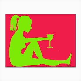 Woman With Wine Canvas Print