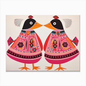 Duck 2 Folk Style Animal Illustration Canvas Print