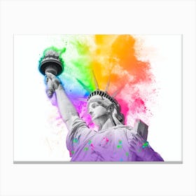 Rainbow Statue Of Liberty Canvas Print